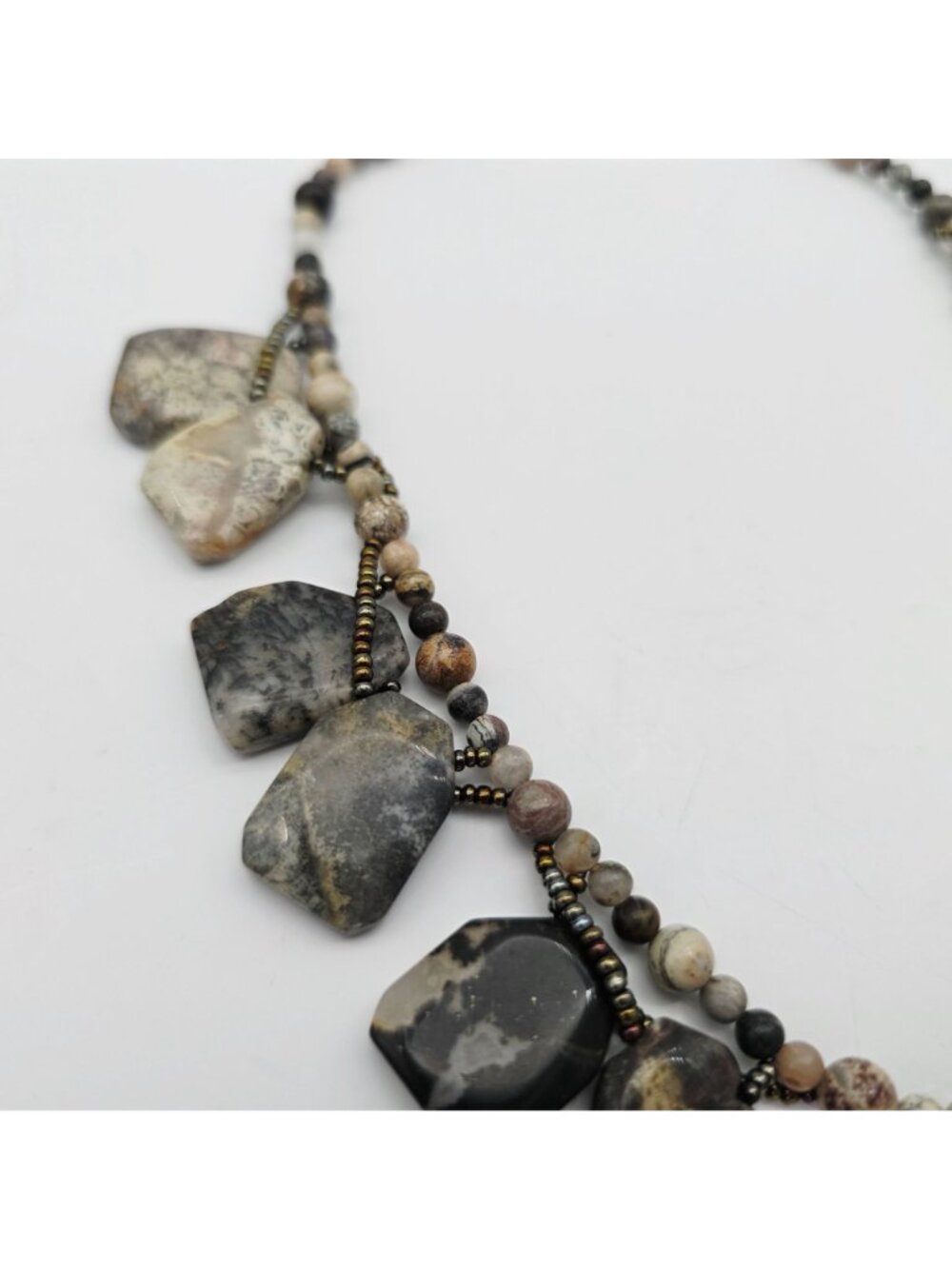 Natural Gemstone 925 Sterling Silver Beaded Multi Color Necklace 15" - Picture 3 of 7